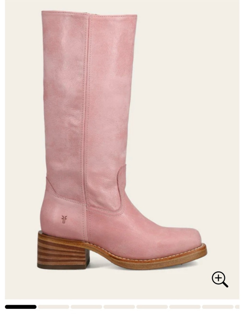 Frye Campus Boots 14L Pink Leather Mid-Calf Block Heel Boot
